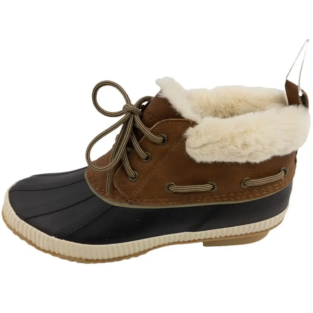 Jambu JSport Waterproof Short Duck Boots Brown Faux Fur Collar Women's 6 7